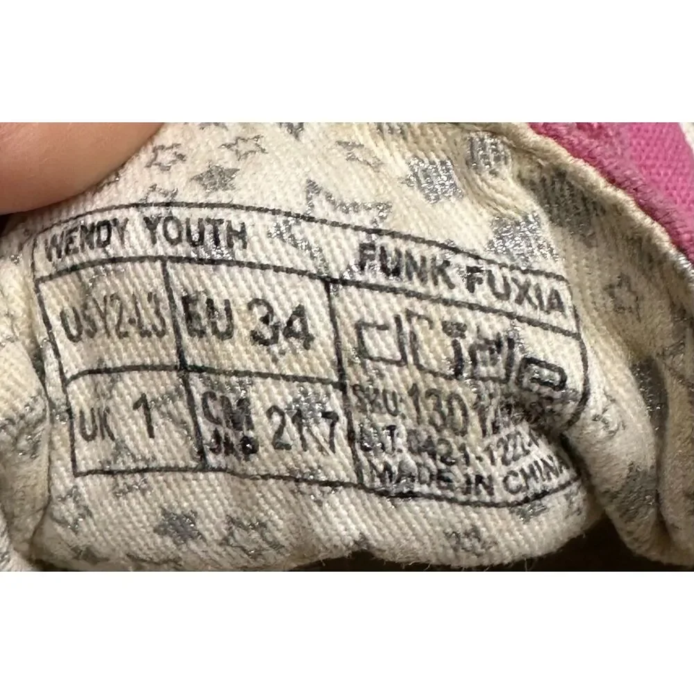 Hey Dude Wendy Youth Shoes, Funk Fuxia, Size‎ Y2/ L3, Pink